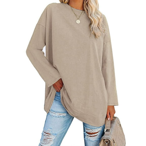 Sherrylily Women Long Sleeve Oversized T Shirts Loose Casual Tunic Tops S-2XL