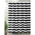 thumbnail image 2 of Black and White Stripes Shower Curtain, Geometric Modern Minimalist Nordic Style Waterproof Shower Curtain Set with 12 Hooks Lightweight Washable Fabric Shower Curtains for Bathroom 48x72 Inches, 2 of 6