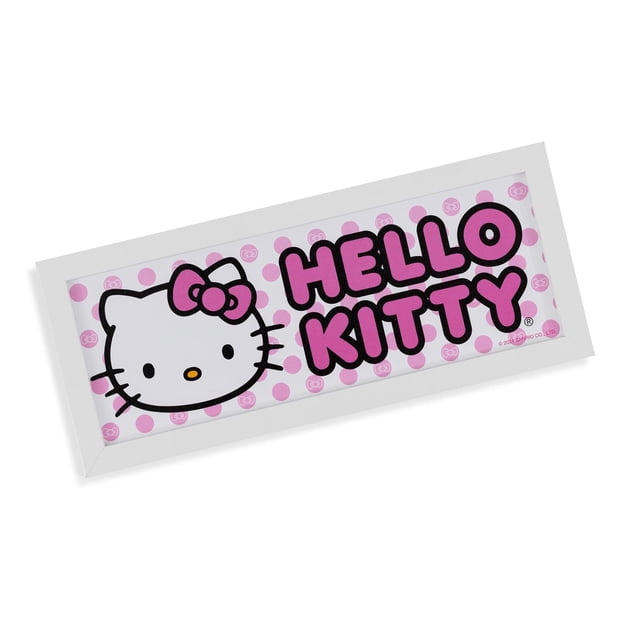 Decoración mural Sanrio Hello Kitty rosa con marco de madera de densidad media, 30 x 12 cm