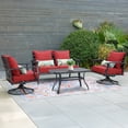 thumbnail image 3 of Aoodor 22" x 24" Patio Chair Cushions Set, Memory Foam Outdoor Deep Seat Cushions (1 Seat, 1 Back, 1 Lumbar Pillow) - Red, 3 of 8