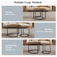 thumbnail image 4 of Nesting Coffee Table Set of 2, Round Coffee Table w/Wood Grain Top, Modern Living Room Table with Sturdy Metal Frame, Industrial End Table Side Tables for Small Space Apartment (Black), 4 of 15