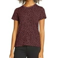 thumbnail image 4 of Women's Red Cheetah Print O-neck Short Sleeve T Shirt, 4 of 12