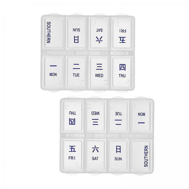 3x 2x Organizador de Píldoras Portátil Suplementos de Píldoras Recordatorio de Medicamentos Estuche de Almacenamiento Recordatorio Fácil de Leer 3 piezas