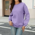 thumbnail image 3 of Mohiass Women's Casual Crewneck Sweatshirts Long Sleeve Tops Loose Fit Fall Fleece Lined Shirts Purple L, 3 of 4