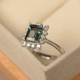 thumbnail image 2 of London blue topaz cocktail ring, emerald cut, white gold, halo ring, November birthstone, anniversary gifts, 2 of 3