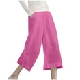 thumbnail image 5 of JUSLIO Capris for Women with Pockets, Elastic Waist Casual Everyday Linen Capris, 5 of 5