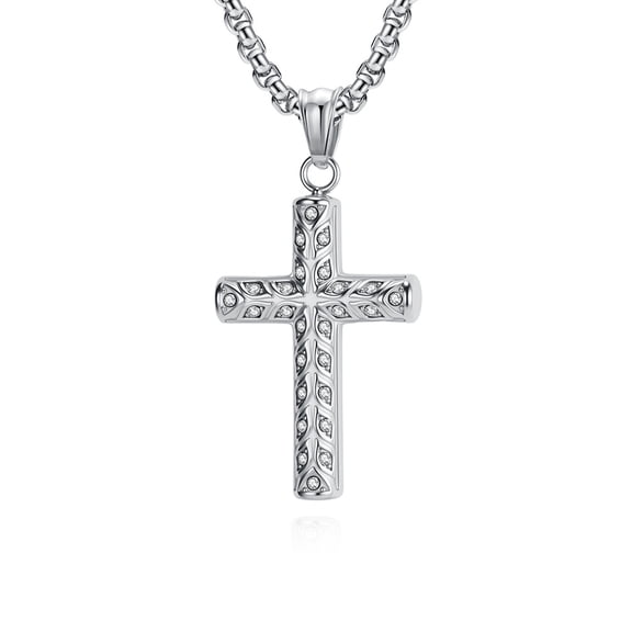 Iced Out Crystal Zircon Cross Pendant Necklace 14K White Gold Twisted Chain Necklaces For Men Women