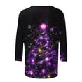 thumbnail image 6 of qolati Christmas Shirts for Women Cute 3/4 Length Sleeve Tops Flash Xmas Trees Printed Pullover Dressy Casual Crewneck Sweatshirts Novelty Sweater Blouses Multicolor XL, 6 of 6
