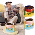 thumbnail image 1 of Cuenco ajustable para mascotas con ventosa, diseño inclinado 15° para gatos y perros, 3 opciones de altura, antideslizante, fácil de limpiar, protección de vértebras cervicales, prevención de, 1 of 7
