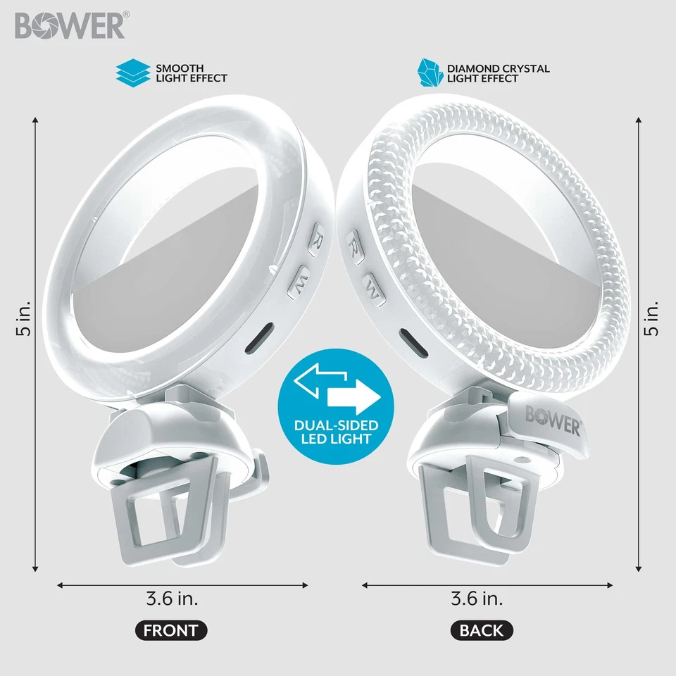 Dual-Sided Led Light With Camera Mount - Rgb Colors, White Modes,4 Inches