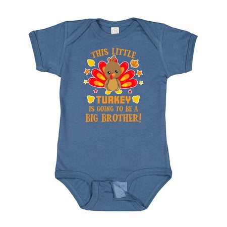 

Inktastic This Little Turkey is Going to Be a Big Brother with Orange Text Gift Baby Boy Bodysuit