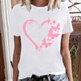 thumbnail image 2 of Fshinging Women Heart Butterfly Print Short Sleeve Tops Summer Fashion Casual T-Shirts White XL, 2 of 5