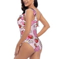 thumbnail image 6 of Balery Strawberry Popsicle One Shoulder Swimsuits for Women Ruffle Swimsuits Tummy Control One Shoulder Bathing Suits-Large, 6 of 8