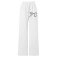 thumbnail image 4 of ZHOGXU Big Girls Pants With Pocket Bow Print Drawstring Elastic Waist Straight Fit Wide Leg Fashionable Soft Sweatpants Trousers For Casual Daily Wear White 8-9 Years, 4 of 4