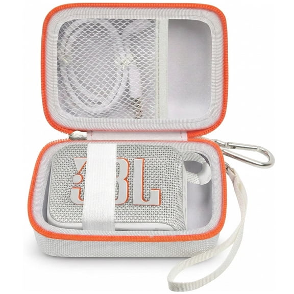 Carrying Case Compatible with JBL Go 4 - Portable Bluetooth Speaker Box Pro Sound, Also for Go 3/Go3 Eco/Go2 Waterproof Mini Wireless Speakers - Case Only (White)