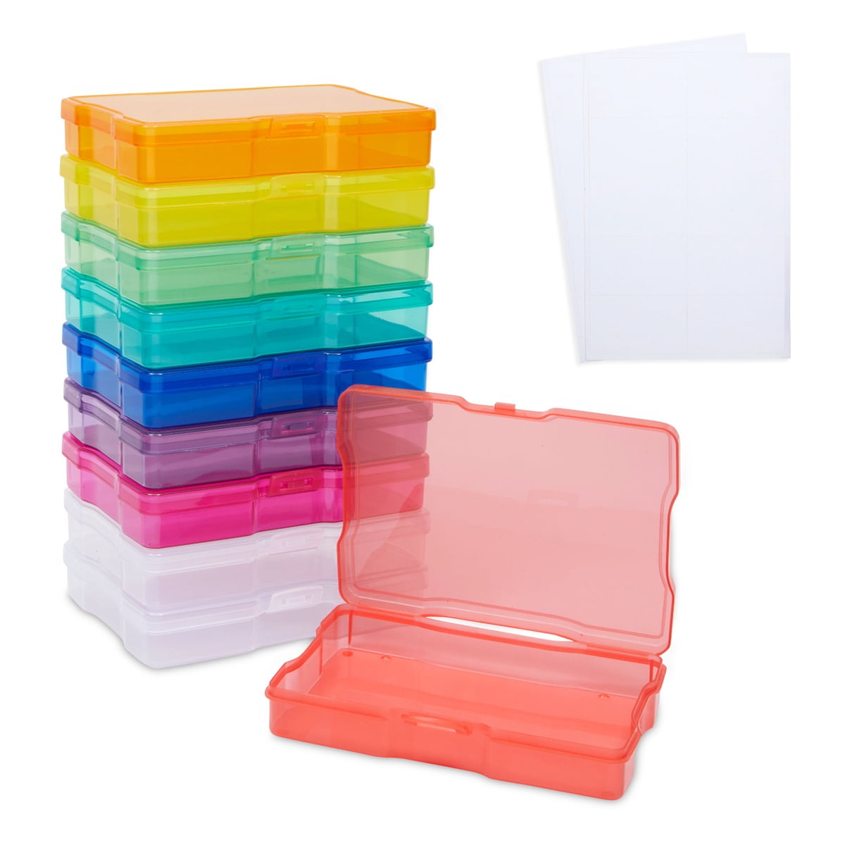 10 Pack Rainbow Photo Storage Box Holder for 4x6 inch Pictures, Plastic