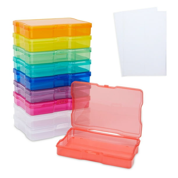 10 Pack Rainbow Photo Storage Box Holder for 4x6 inch Pictures, Plastic