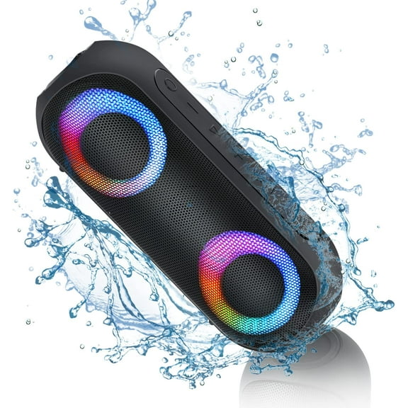 Bluetooth Speakers with Light, 30W Portable Bluetooth Wireless(100FT Range) Loud Stereo Sound, IPX7 Waterproof Shower Speakers, RGB Multi-Colors Rhythm Lights