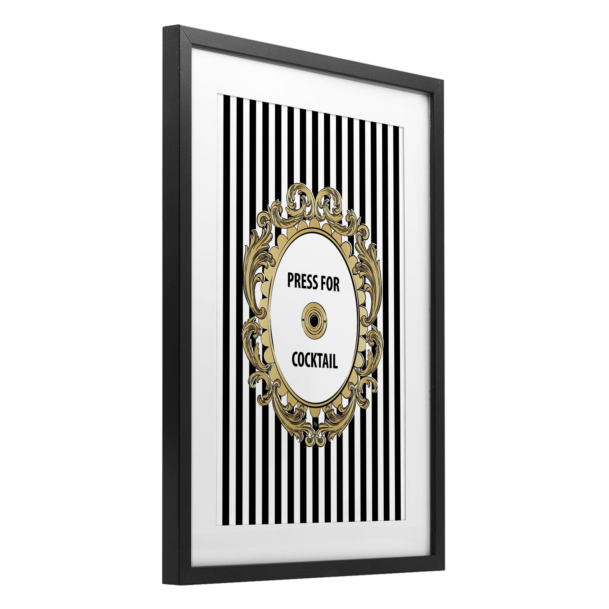 Stupell Industries Press For Cocktail Celebration Black Framed Print Under Glass, design by Martina Pavlova