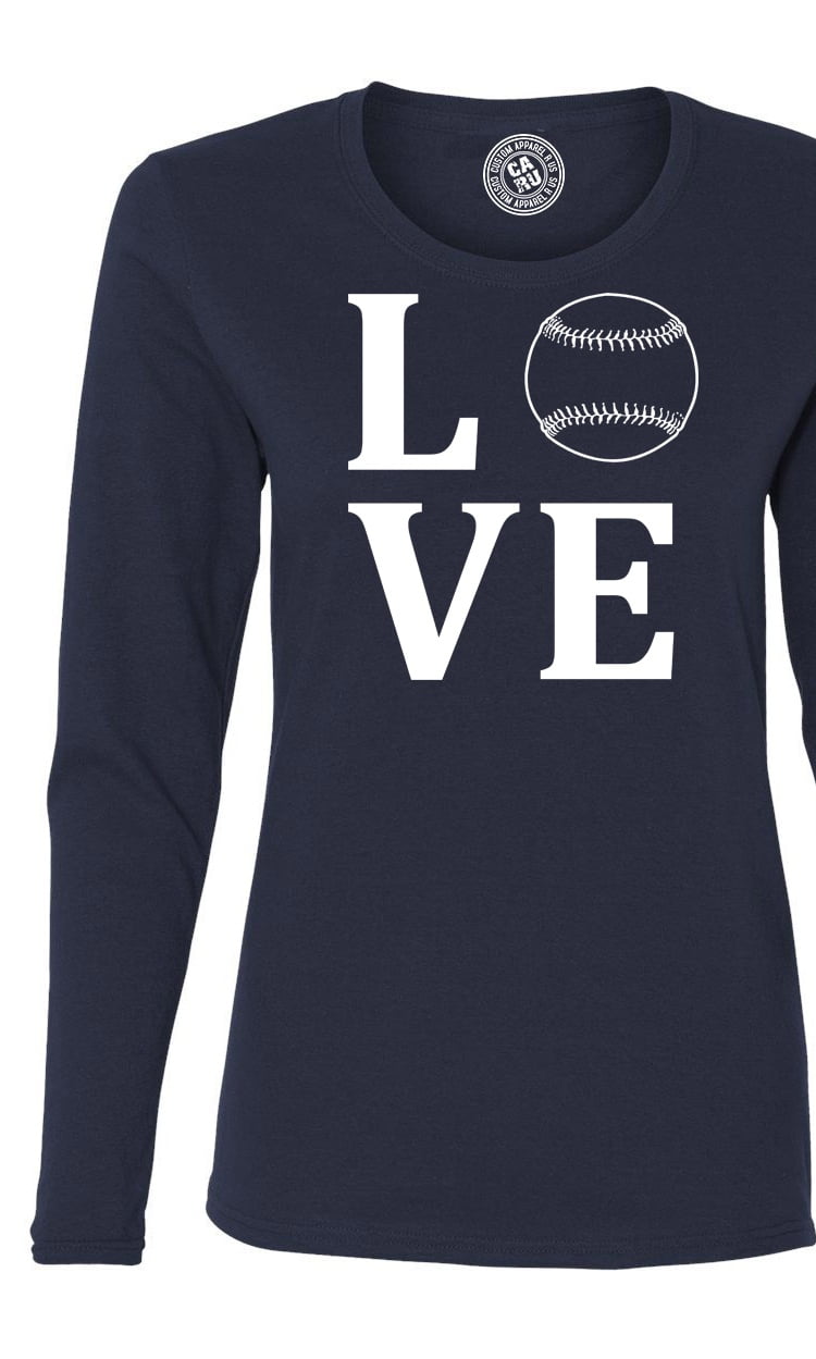 Love Baseball Sports Apparel Womens Long Sleeve T Shirt