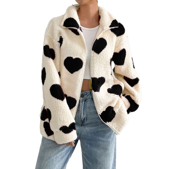 SWSMCLT Women's Winter Fleece Coat Snow Zip Fashion Outerwear Long Sleeve Spring Fuzzy Plush Jacket Casual Black 14