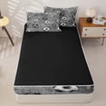 thumbnail image 4 of Castle Fairy Sport Soccer Zipper Twin Comforter Sets with Fitted Sheet and 2 Pillowcases, Vintage Ball Game Zipper Bedding Set, Gray Black White,4-Piece,Black Reversible, 4 of 6