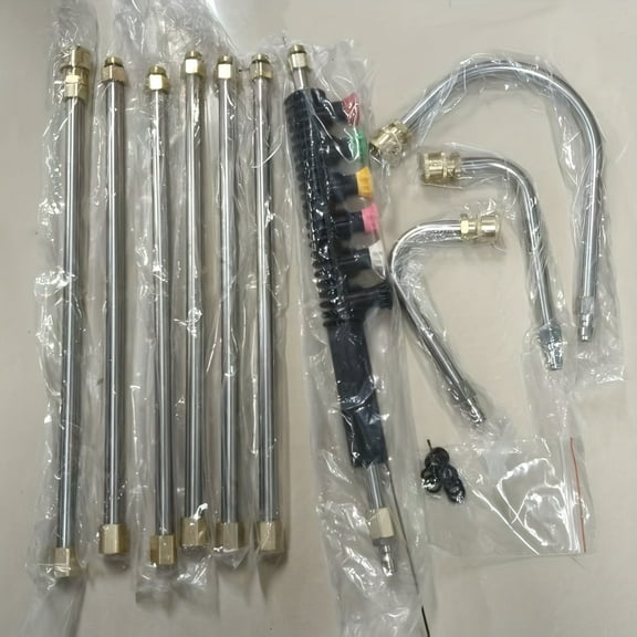 10-Pc 4000 PSI High-Pressure Washer Extension Rod Kit - 1/4" Quick Connect, Stainless Steel U-Shape & 30/90 Degree Bent Nozzle Rods for Deep Cleaning