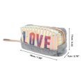 thumbnail image 2 of Unique Bargains 1 Pc Women Portable Vertical Stripes LOVE Makeup Bag for Travel Vacation Plush Gray, 2 of 3