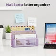 thumbnail image 3 of Mail Organizer for Desk, 3-Slot Mesh Metal Mail Holder countertop, Letter Holder, Office Desktop Envelope and Document Storage Rack (Purple), 3 of 12