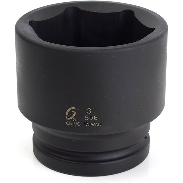 Sunex 596 Heavy Duty Steel 1 Inch Drive Standard 6 Point Impact Socket 3 Inch