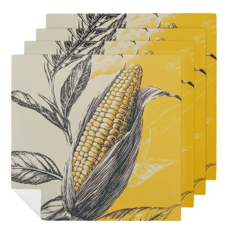 

Zhiwo Corn Leafy Branch Cloth Napkins - Reusable Fabric for Events Party Dinner Decoration - Kitchen Napkins 6 PCS