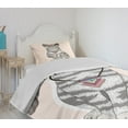 thumbnail image 4 of Ambesonne Cat Quilted Bedspread Set 2 Pcs, Art Kitty Glasses Illustration, Twin Size, Pale Pink Grey, 4 of 6