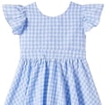 thumbnail image 4 of ITSAME Girls Dress, Plaid Print Cotton Flutter Ruffle Summer Casual Fashion A-Line Dress for Kids Blue 2-3T, 4 of 4