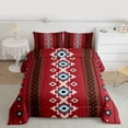 thumbnail image 2 of Homewish Retro Boho Aztec Bedding Comforter Set,Vintage Striped Rhombus Twin Comforter Sets,Red Cyan Beige Bedding Set For Adults,Super Cozy Room Decor Reversible,2pcs, 2 of 8