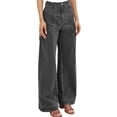 thumbnail image 4 of Women High Waisted Wide Leg Pleated Jeans Loose Elastic Denim Pants with Pockets, 4 of 6