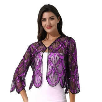 bolero fish net sequin Biezeib Women Lace Shrug Open Front Cropped Cardigan Bolero Fishnet Shawl  Arm Sleeves with Finger Holes Costume Accessories