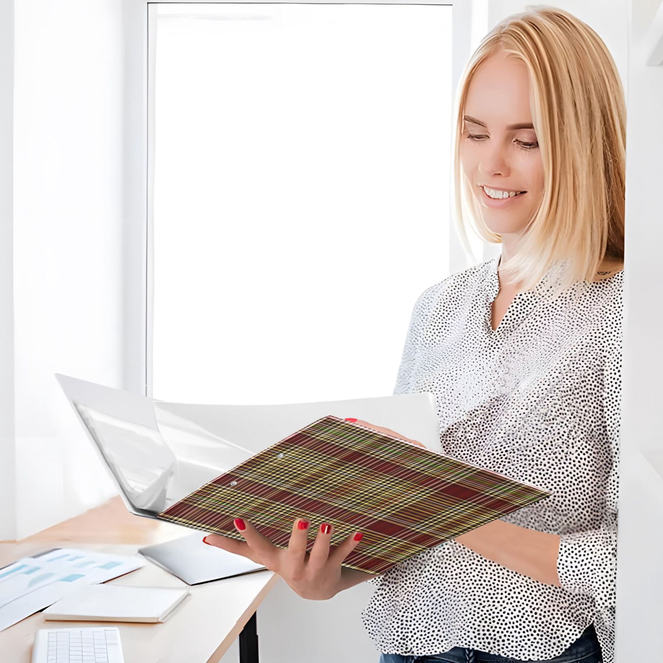 ALAZA Retro Checkered-a5 Hardcover 3 Ring Binder 1.5" Round Rings Interior Pockets Binders Organizer 2 Pack