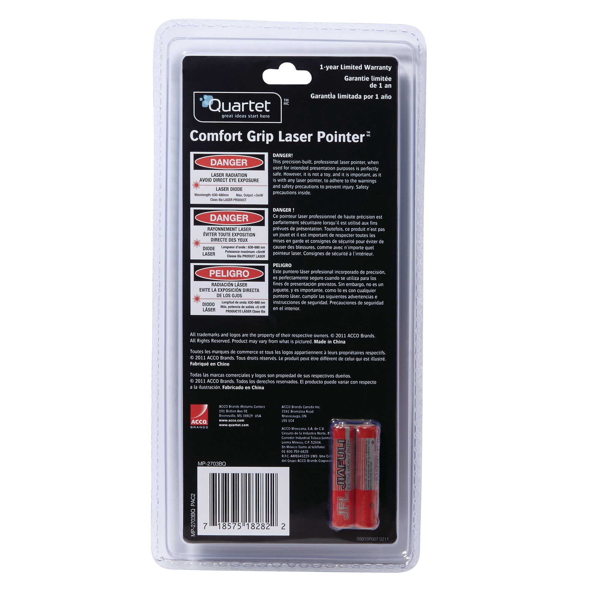 Quartet Classic Comfort Laser Pointer, Class 3a, Large Venue, Blue