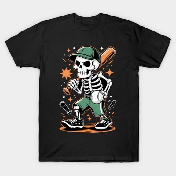 Funny Halloween Skeleton Baseball Retro Sports Player Costume Pitcher G2535 T-Shirt, for men and women, Up to Size 5XL