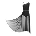thumbnail image 4 of Kaerm Womens Sleeveless Lyrical Dance Dress Glittery Asymmetrical Shoulder Split Dress Modern Dancewear Black S, 4 of 7