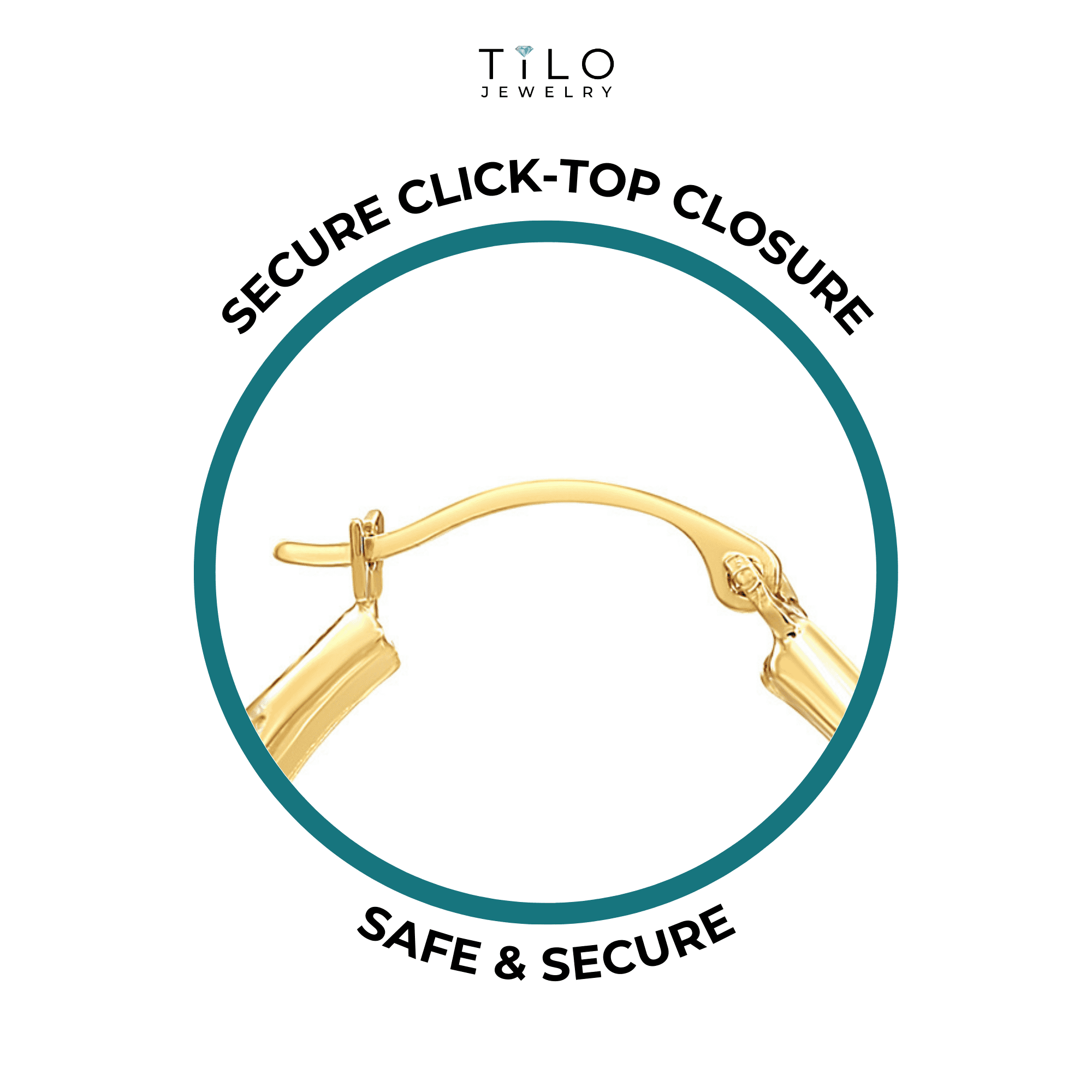 Tilo Jewelry 14K Yellow Gold Small Oval Gold Hoop Earrings (18mm - 0.71 Inch) for Women & Unisex
