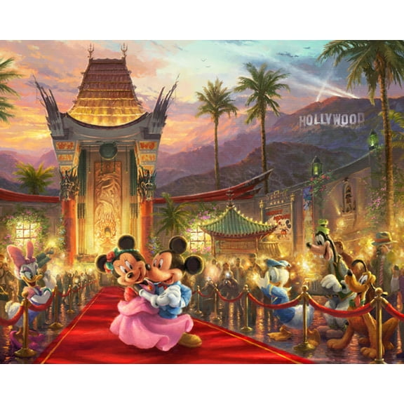 David Textiles Disney Dreams Mickey & Minnie Mouse in Hollywood Digital 35" Panel 100% Cotton Fabric by The Panel