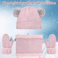 thumbnail image 2 of 3 Pieces Hat And Scarf Sets For Kids Winter Pom Pom Hat Scarf Gloves Set For Gift, 2 of 5