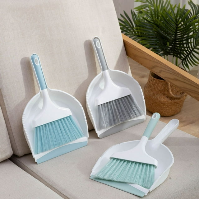 Iumwxz Kitchen Gadgets Kitchen Utensil Set Dustpan and Brush Set Handheld Dustpan and Brush Comfortable Grip Brush and Dustpan for Sofa Tabletop Bedroom Tent Cleaning Gray Pp Clearance