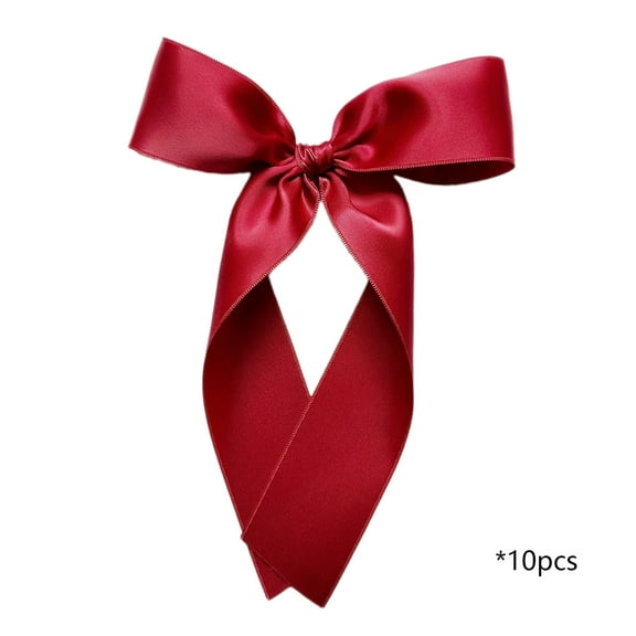 dajkiuy 10Pcs Satin Ribbon Bows, for Gift Wrapping Champagne Bottle Treat Bag DIY Craft Gift Wedding Bridal Christmas Birthday Party 6x7 Inch
