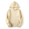 thumbnail image 2 of IEFIEL Mens Plain Pullover Hoodies Casual Hooded Sweatshirt Classic Long Sleeve Tops Khaki XXL, 2 of 3