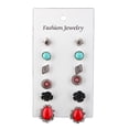 thumbnail image 1 of 6 pares de pendientes de cristal de de imitación de plata vintage para mujer Salvador  Ear Studs, 1 of 5