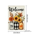 thumbnail image 4 of JOOCAR Welcome Fall Autumn Linen Garden Flag with Sunflowers and Mason Jars for Fall Autumn Home Outdoor Garden Yard Door Decor 12x18 inch, 4 of 5