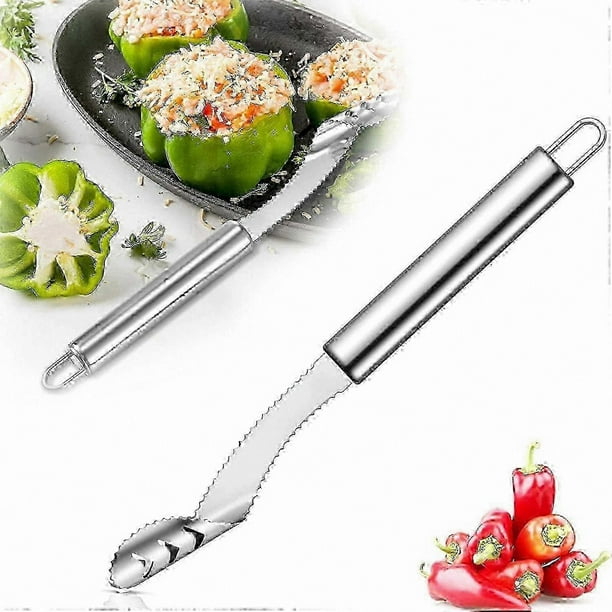 Stainless Steel Pepper Corer Tool - Efficient Seed Remover and Stem Cutter for Chilies and Peppers