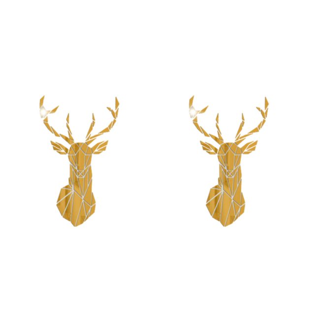 Thinsony Easy To Paste And Remove 3D Deer Head Mirror Wall Sticker For Quick Decor Updates Wide Application gold XL 2Set